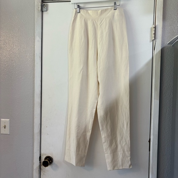 Badgley Mischka Pants - Vintage Designer Trousers Pants Linen Silk Badgley Mischka Cream Dead Stock 6